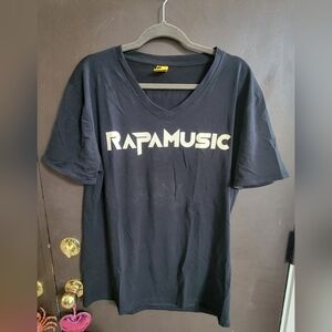 Black RAPAMUSIC V-Neck T-Shirt, Size XL